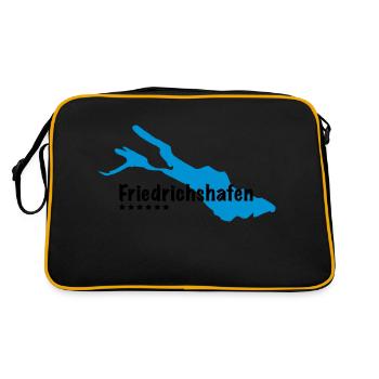 Friedrichshafen Bodensee - Retro Tasche - Schwarz/Gold - Hinten