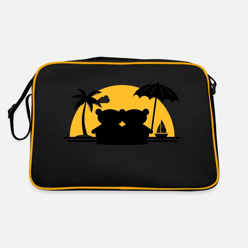 Teddy bears palm beach sailboat sunset Retro Bag
