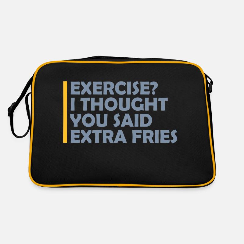 Exercise Extra Fries Zitat Retro Tasche