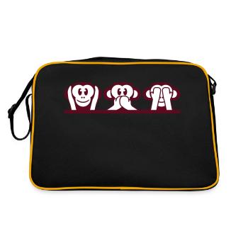3 singes sages n’entendent rien dire voir s’amuser avec les singes - Sac Retro - noir/or - Dos