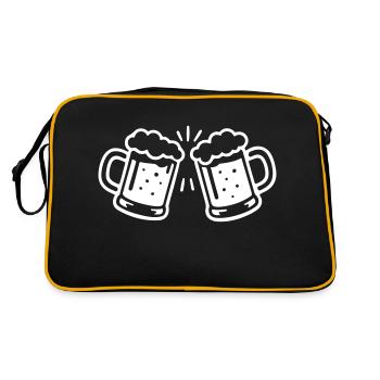 Bier Anstossen Prost - Retro Tasche - Schwarz/Gold - Hinten