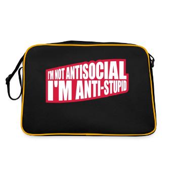 not antisocial anti stupid - Retro Tasche - Schwarz/Gold - Hinten