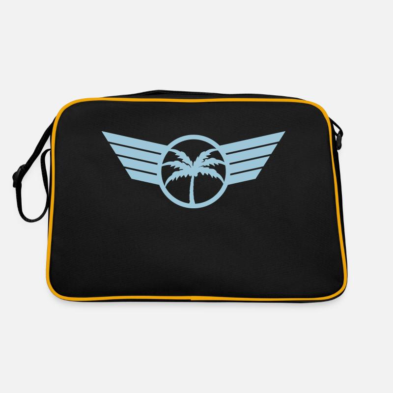Palm Tree Logo Wing Crest Emblem Symbol Sun Blue Retro Bag