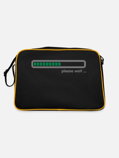 loading ... please wait (2c) - Retro Tasche - Schwarz/Gold - Hinten