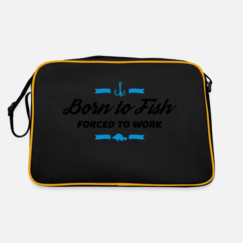 born to fish forced to work Retro Tasche