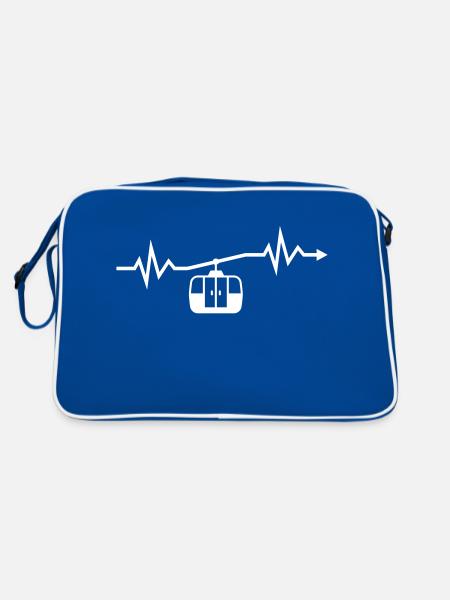 Heartbeat gondola ski lift ski vacation vacation ski - Retro Bag - blue/white - Back