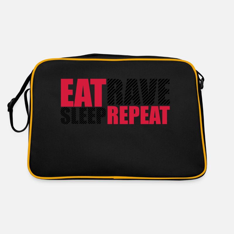 Manger dormir rave répéter nourriture sommeil corbeau disant Sac Retro