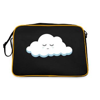 Schlaf Wolke mit Wimpern - Retro Tasche - Schwarz/Gold - Hinten