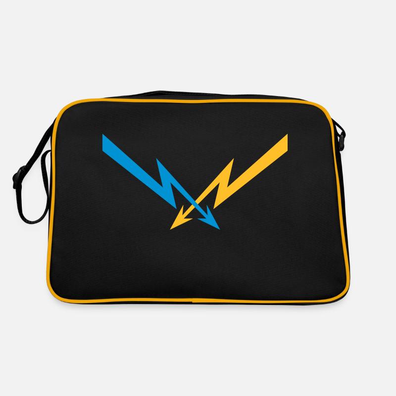 2 blitze muster elektrisch strom energie starkstro - Retro Tasche - Schwarz/Gold
