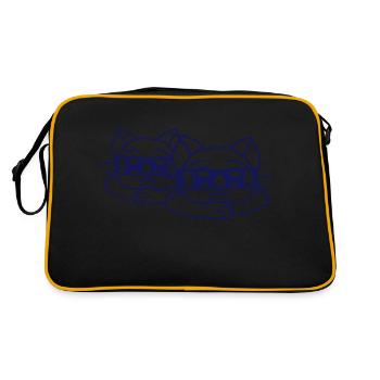 2 Schlaue Nerd Katzen Hornbrille Geek Brillen Team - Retro Tasche - Schwarz/Gold - Hinten