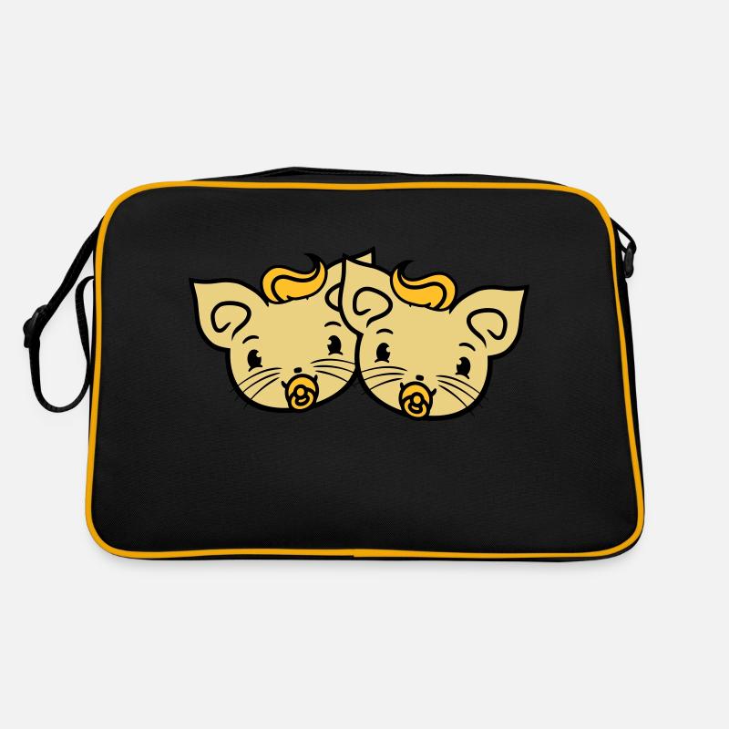 2 pacifiers cats Two baby siblings twins Retro Bag