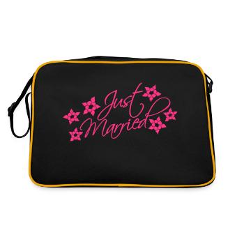 Just Married - Retro Tasche - Schwarz/Gold - Hinten