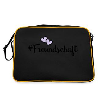 freundschaft herzen - Retro Tasche - Schwarz/Gold - Hinten