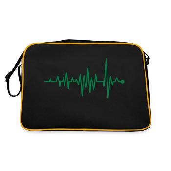 Curve Heartbeat Rhythm Oscillograph Pulse ECG - Retro Bag - black/gold - Back