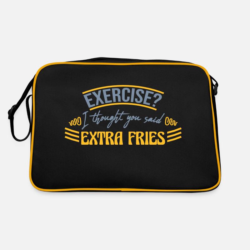 Exercise Extra Fries Zitat Retro Tasche