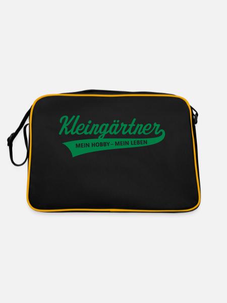 Kleingärtner: Mein Hobby – Mein Leben (Garten) - Retro Tasche - Schwarz/Gold - Hinten