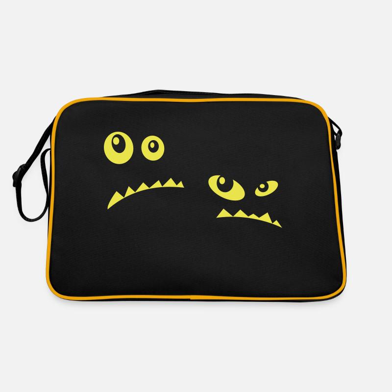 Monstereyes GLOW-in-the-Dark - Retro Tasche - Schwarz/Gold