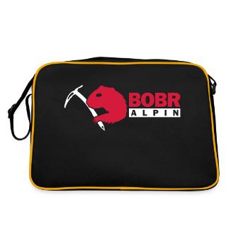 Bobr Alpin Logo Hell - Retro Tasche - Schwarz/Gold - Hinten