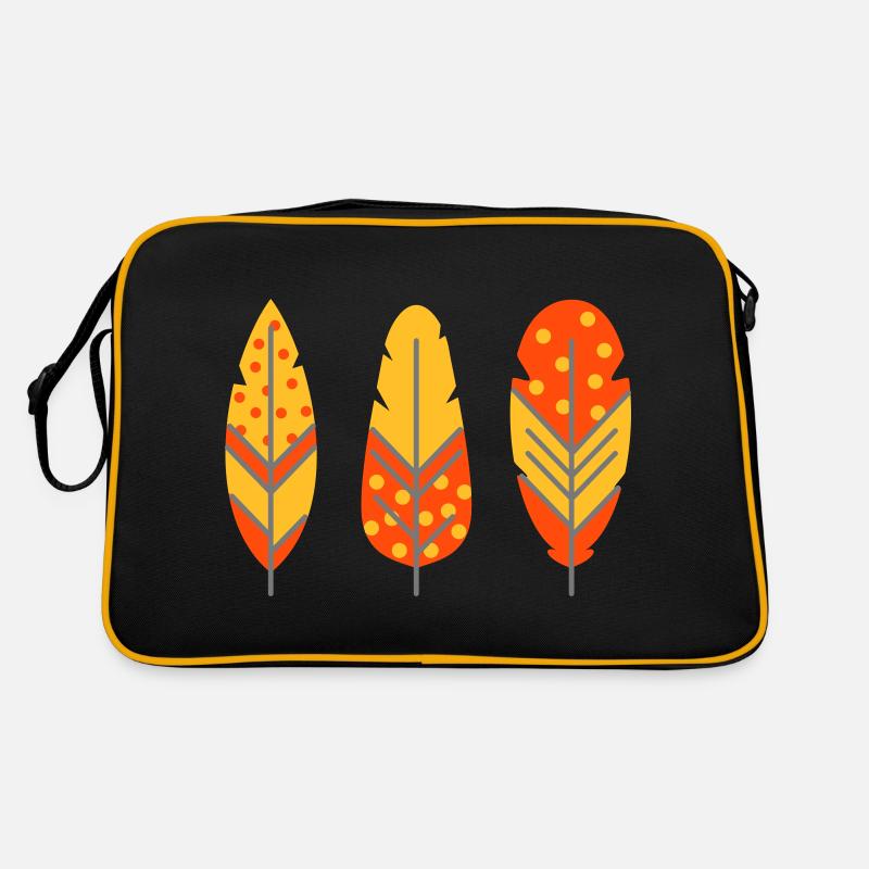 Vektor Federn dreifarbig in Deinen Wunschfarben - Retro Tasche - Schwarz/Gold
