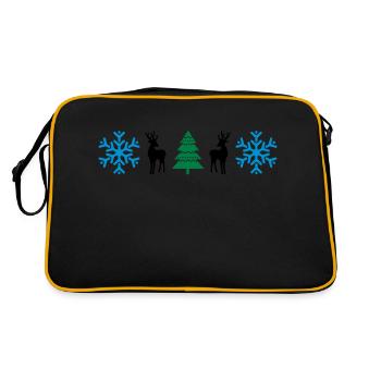 weihnachtsmuster_02 - Retro Tasche - Schwarz/Gold - Hinten