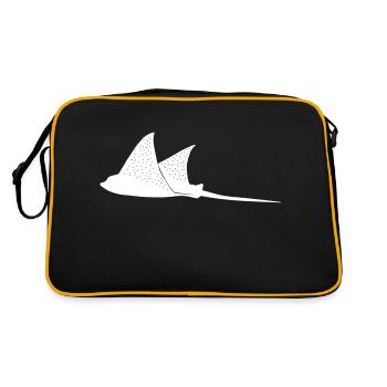 Adlerrochen im Modus Flug - Retro Tasche - Schwarz/Gold - Hinten