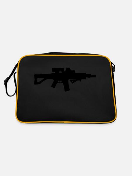 Sturmgewehr Gewehr - Retro Tasche - Schwarz/Gold - Hinten