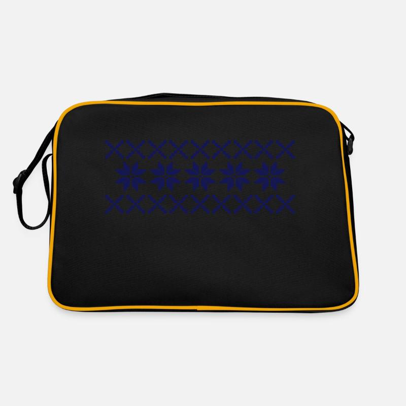 norwegen_muster_01 - Retro Tasche - Schwarz/Gold