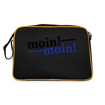 Moin Moin Gruß - Retro Tasche - Schwarz/Gold - Hinten