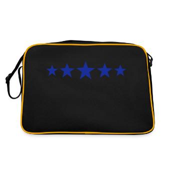 5 Sterne nebeneinander - Retro Tasche - Schwarz/Gold - Hinten