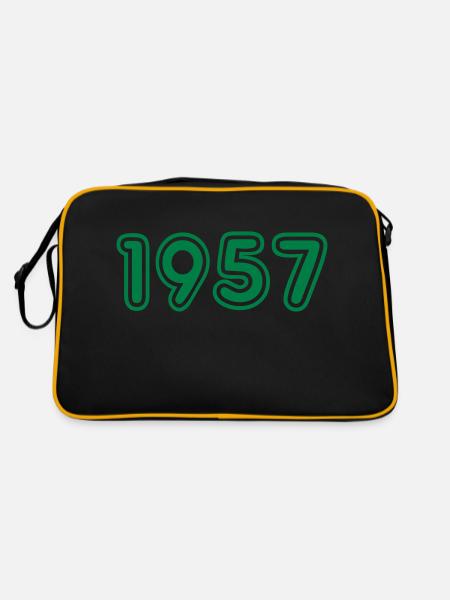 College Zahlen, Jahreszahlen, Jahrgang, 1957 - Retro Tasche - Schwarz/Gold - Hinten