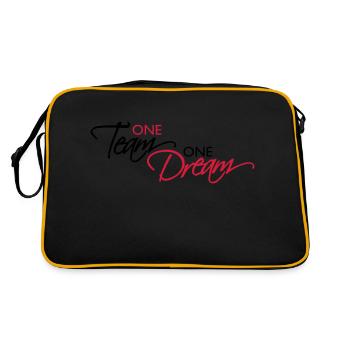 One Team Schriftzug - Retro Tasche - Schwarz/Gold - Hinten