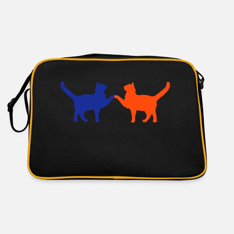 2 Cats Friends Team Two Paws Hands Welcome Retro Bag