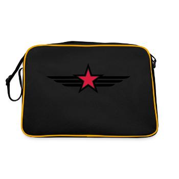 pointu étoile rouge contour noir avec «ailes» - Sac Retro - noir/or - Dos