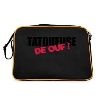 Tätowierer / Zeichnung / Tattoo / Tattooist - Retro Tasche - Schwarz/Gold - Hinten