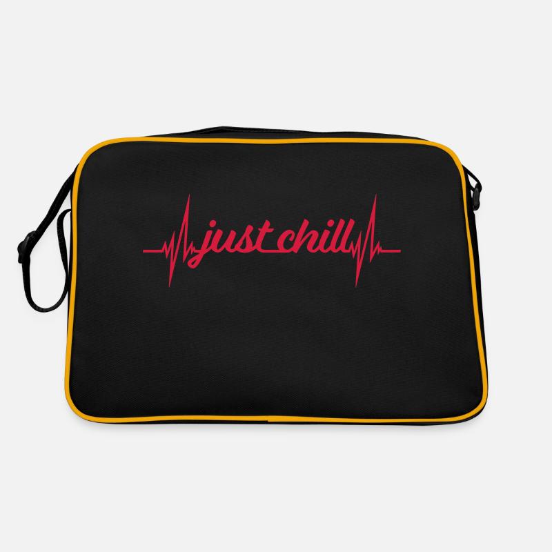 Just Chill Herzschlag Puls - Retro Tasche - Schwarz/Gold