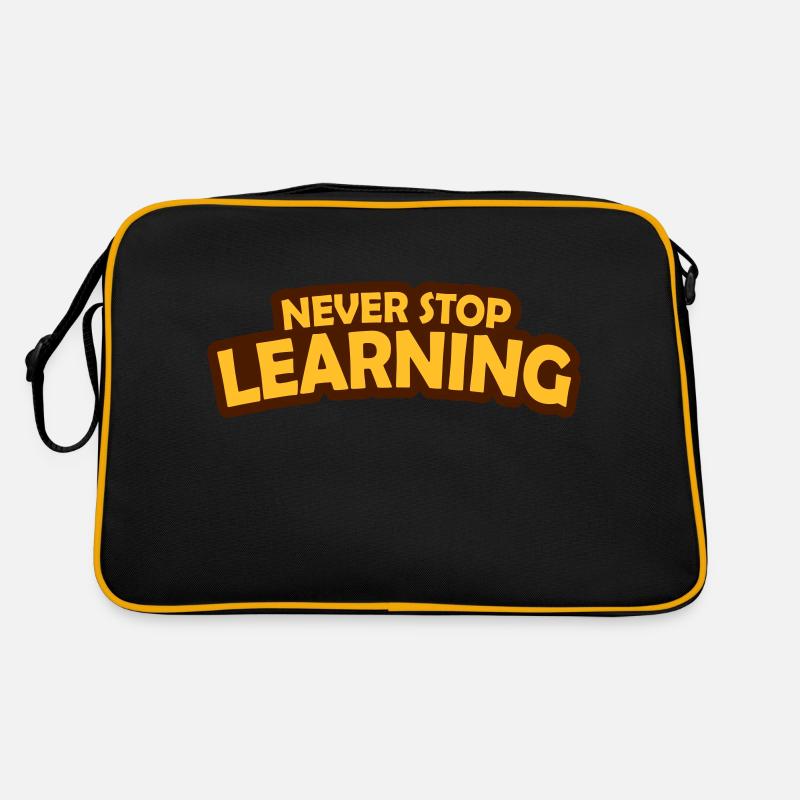 never stop learning Zitat Retro Tasche