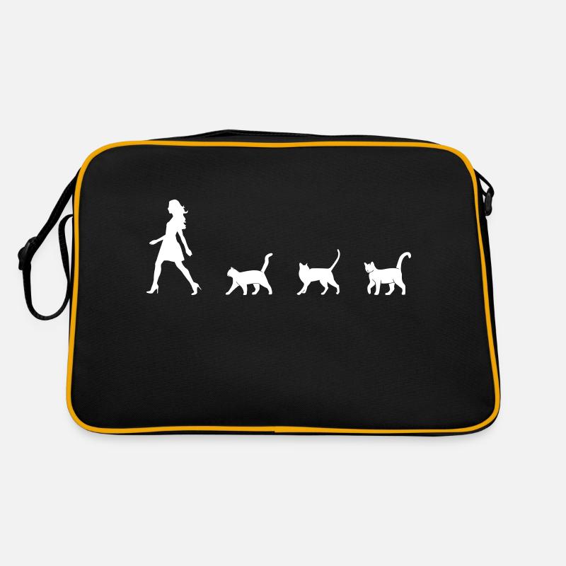 Frau mit Katzen Follower lustiger Katze Silhouette Retro Tasche