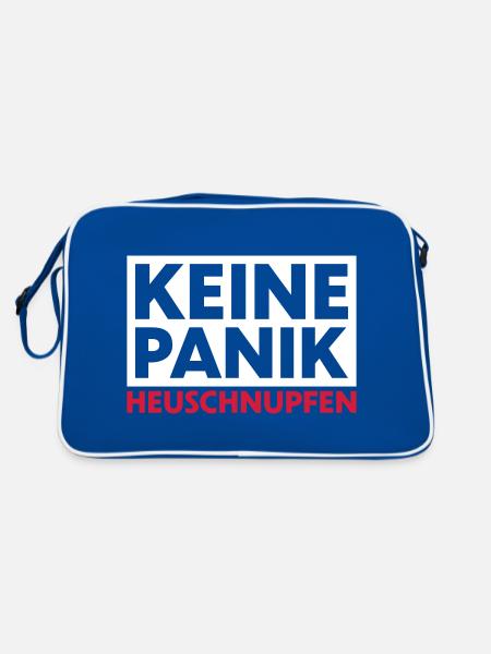 Keine Panik Heuschnupfen - Retro Tasche - Blau/Weiß - Hinten