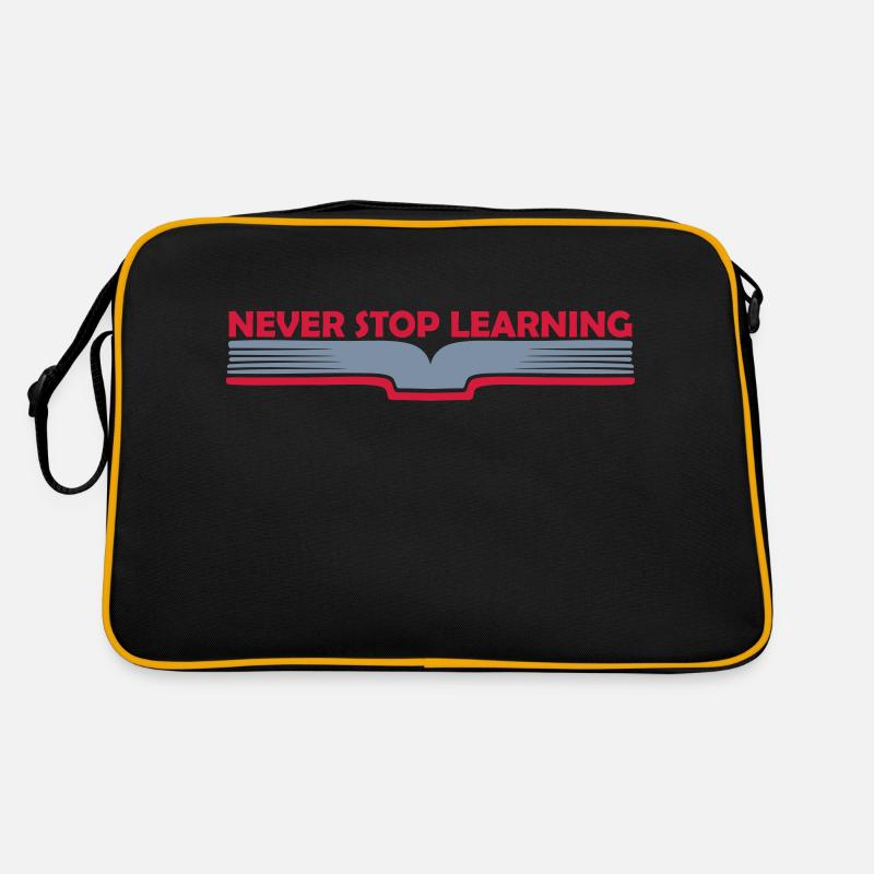 never stop learning Zitat Retro Tasche