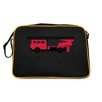 Feuerwehrauto (fire engine) - Retro Tasche - Schwarz/Gold - Hinten