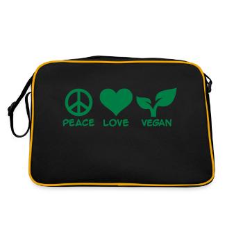 Peace love Vegan - Sac Retro - noir/or - Dos