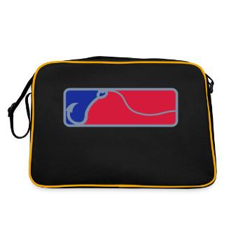 Rot Blau Angelhaken - Retro Tasche - Schwarz/Gold - Hinten