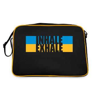 inhale exhale yoga quote - Retro Bag - black/gold - Back