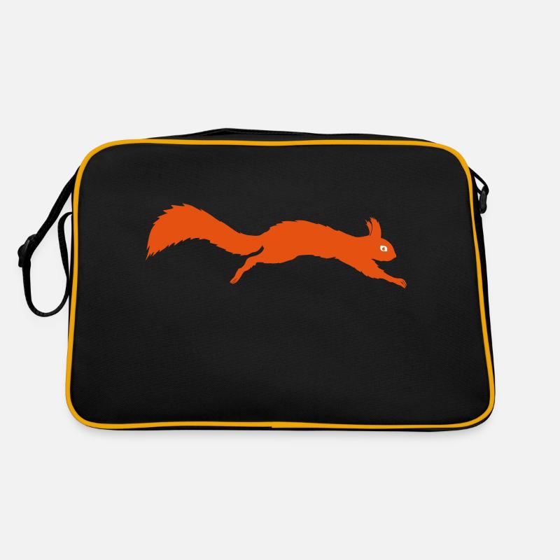 Eichhörnchen springt - Retro Tasche - Schwarz/Gold