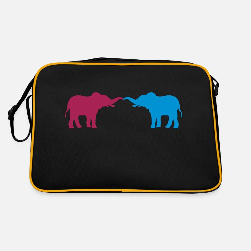 2 Elefanten verliebtes Paar Retro Tasche