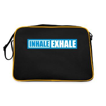 inhale exhale yoga Zitat - Retro Tasche - Schwarz/Gold - Hinten
