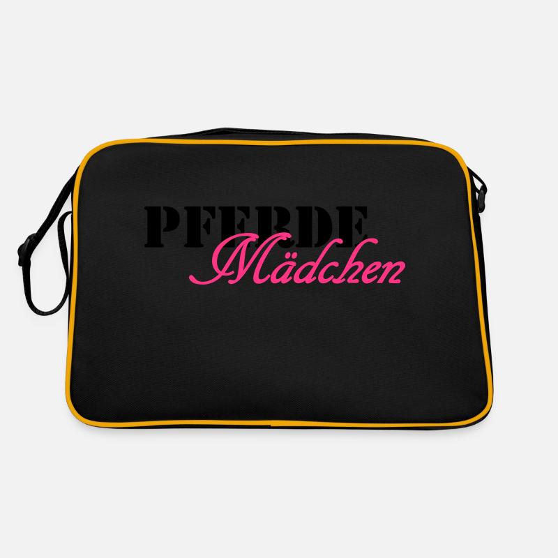 Pferdemädchen - Retro Tasche - Schwarz/Gold