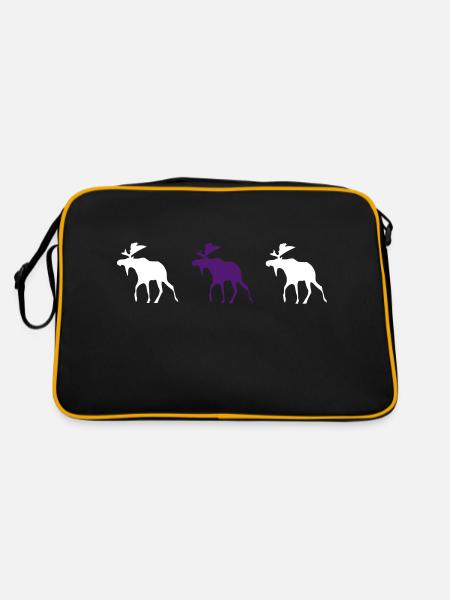 finnland elche - Retro Tasche - Schwarz/Gold - Hinten