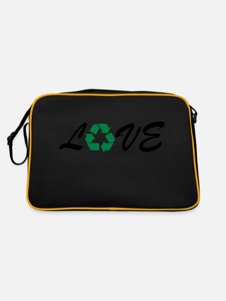 recycling - Retro Tasche - Schwarz/Gold - Hinten