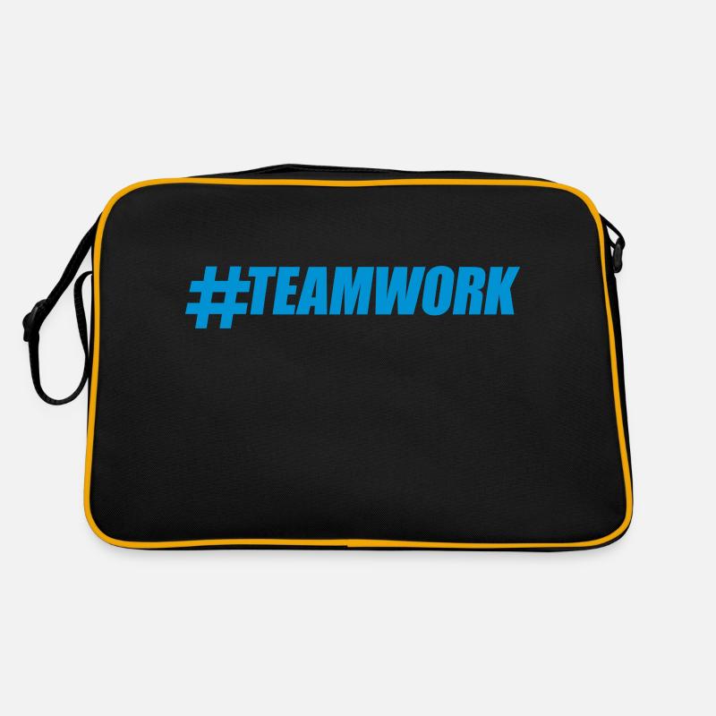 Blau Hashtag Teamwork Logo Design Crew Freunde Gru Retro Tasche